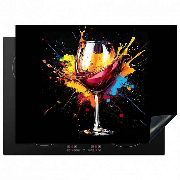 MuchoWow KRYT NA INDUKČNÍ DESKU Víno - sklo - graffiti - nápoj - červená - barva 70x52 cm