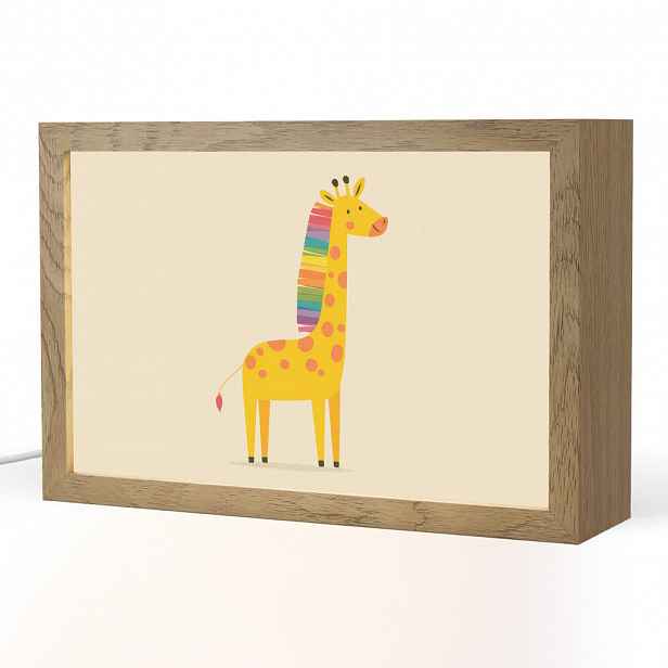OnlyWow NOČNÍ LAMPIČKA Žirafa - Duhová hříva - béžová 30x20 cm