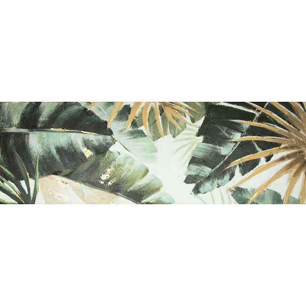 Ručně malovaný obraz Tropické listy, 120x40 cm