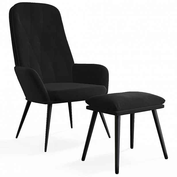 vidaXL Relaxační křeslo s podnožkou černé samet