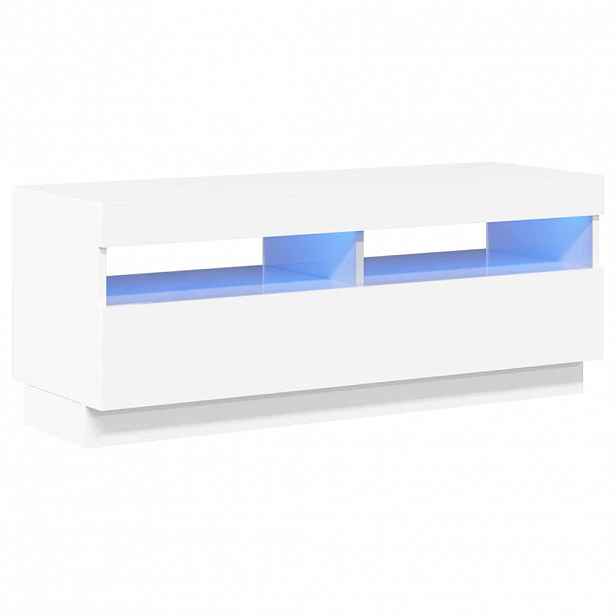 vidaXL TV skříňka s LED osvětlením bílá s vysokým leskem 100x35x40 cm