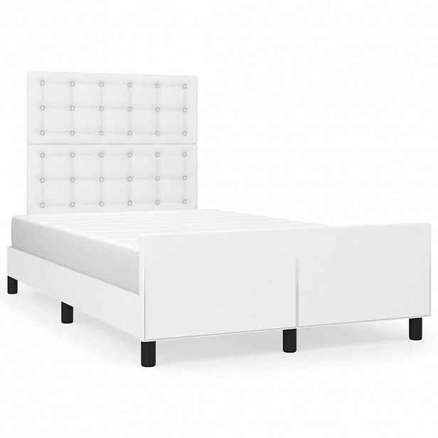 vidaXL Rám postele s čelem bílý 120x200 cm umělá kůže
