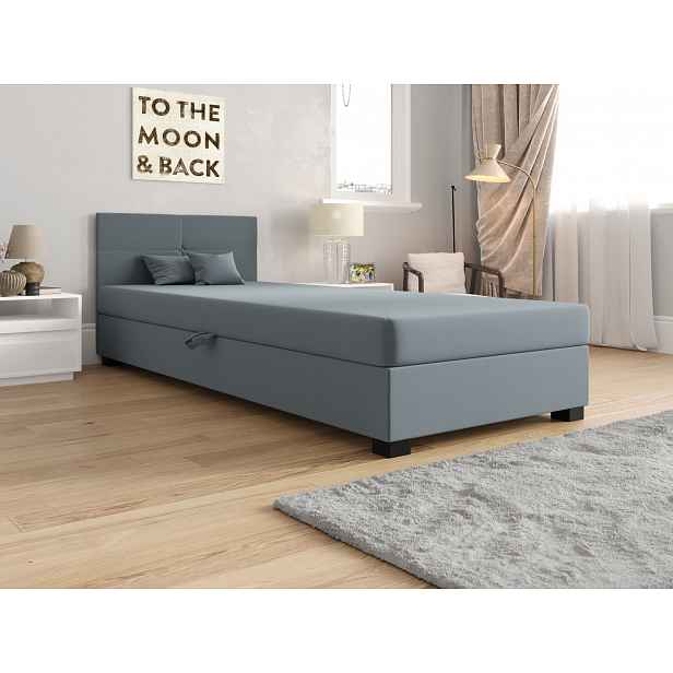 Jednolůžková čalouněná postel 80x195 LOCIKA 1 - modrošedá