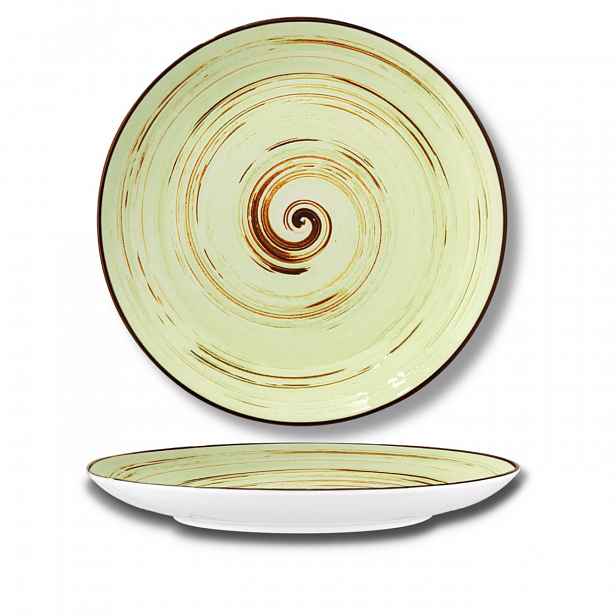 Porcelánový velký plochý pistáciový jídelní talíř Wilmax 28 cm