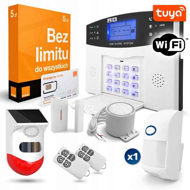 Alarm Bezdrátová sada Gsm WiFi Tuya Syrena 1x Pir senzor Dálkové ovládání Sim