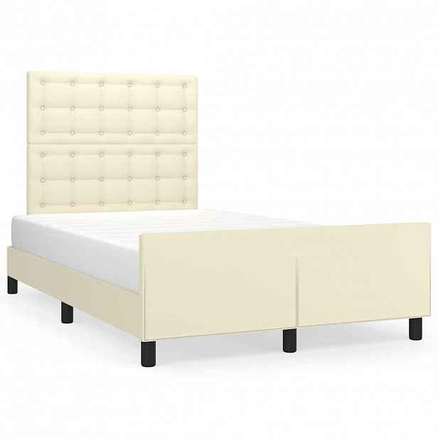 vidaXL Rám postele s čelem krémový 120x200 cm umělá kůže