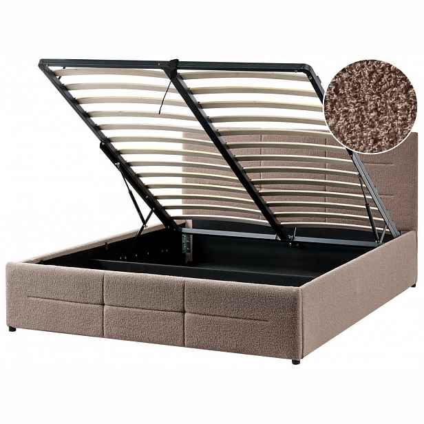 Beliani POSTEL s úložným prostorem 140/200 cm Bouclé Taupe Massognes