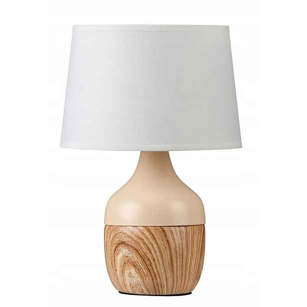 Béžová stolní lampa Yvette do kanceláře s měkkým leskem Rabalux