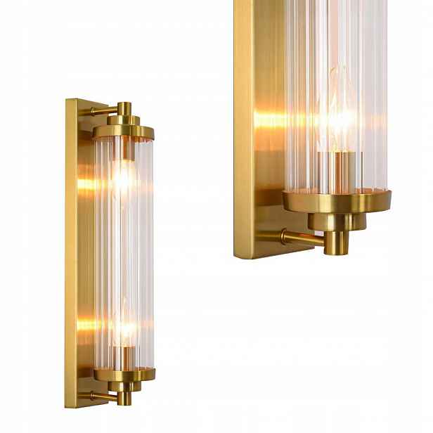 Nástěnné svítidlo Lorenzo zlaté s moderním skleněným krytem 2xE14 Light Prestige