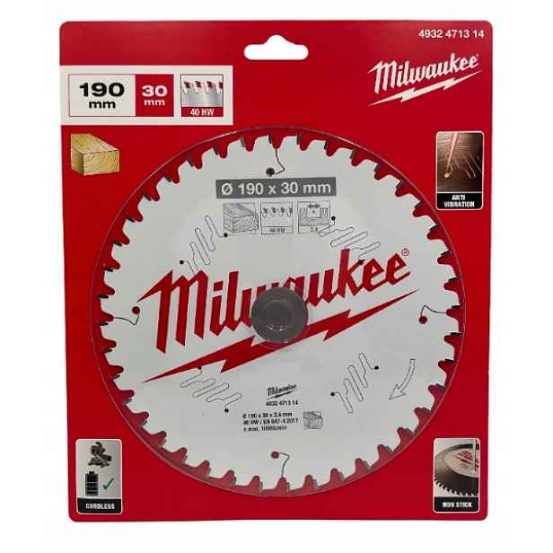 Pilový kotouč na dřevo 190 x 30 mm, 40 zubů Milwaukee 4932471314