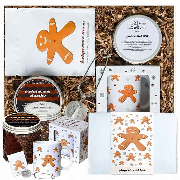 Vánoční Dárek Gingerbread Box Káva A Čaj Premium Hrnek Spařovač