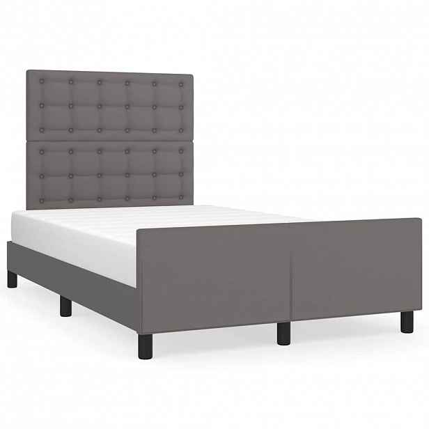 vidaXL Rám postele s čelem šedý 120x200 cm umělá kůže