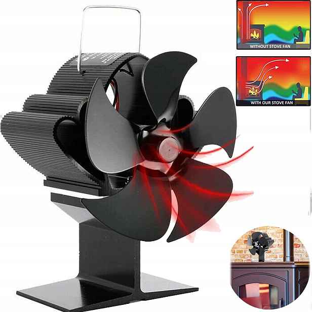 Termoelektrický Krbový Ventilátor Napájený Teplem, Tichý Ventilátor, Černý