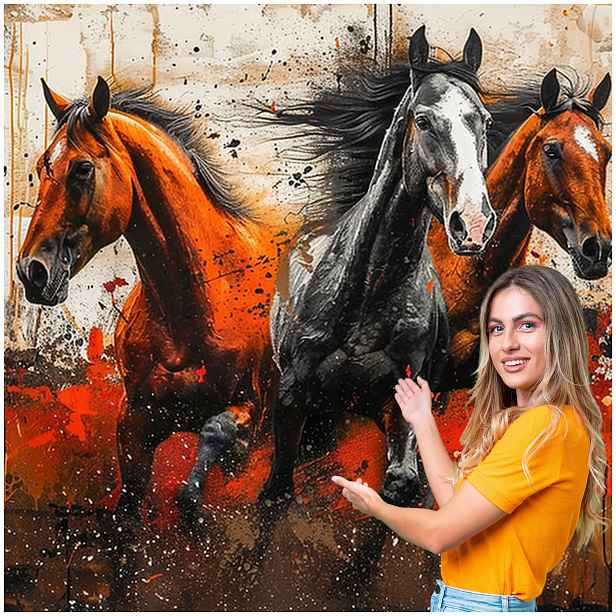 Fototapeta 3D Zvířata Kůň Koně 490x280 KK18F