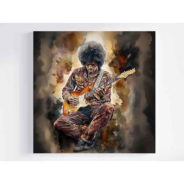 Obraz Na Plátně Canvas Akvarel Portrét Muž Kytarista Hudba 50x50