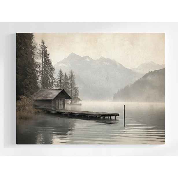 Plakát Krajina Jezero Les Hory Most Přístav 100x75