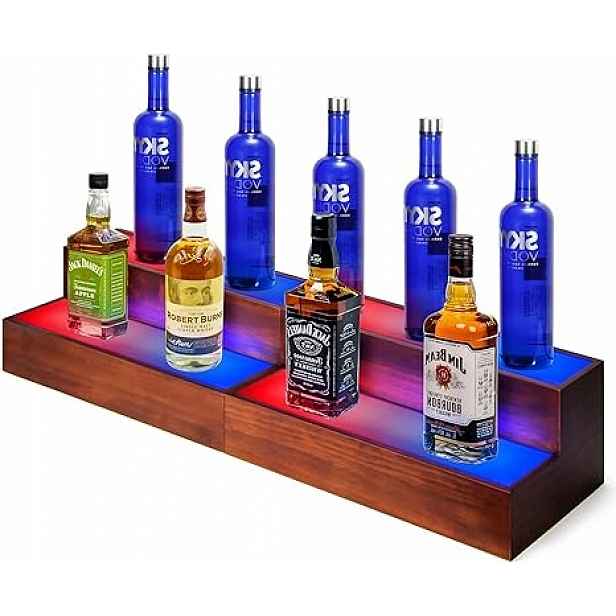 Podsvícený stojan, polička na lahve s alkoholem, 2 ks, barmanský nápoj