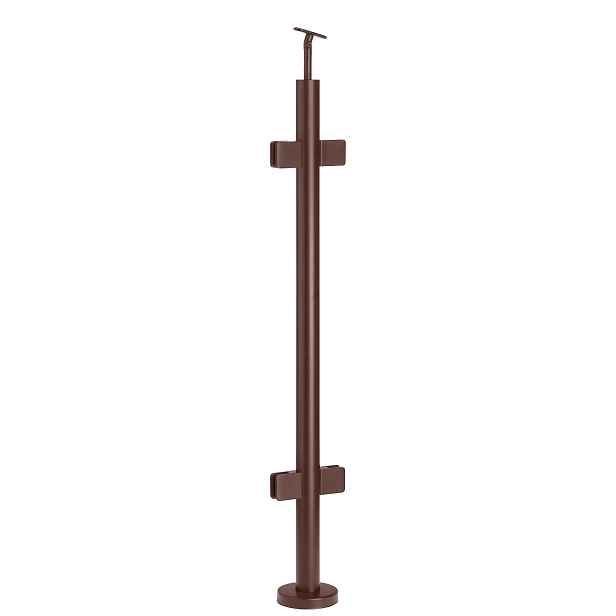 Průchozí sloupek pro skleněné zábradlí 110 cm Hnědý fi 42 mm Loft