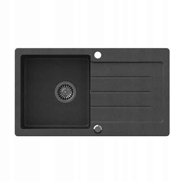 Quadron Johnny 111 Granitový dřez 1-komorový 77x44x18,5 cm Černý Sada