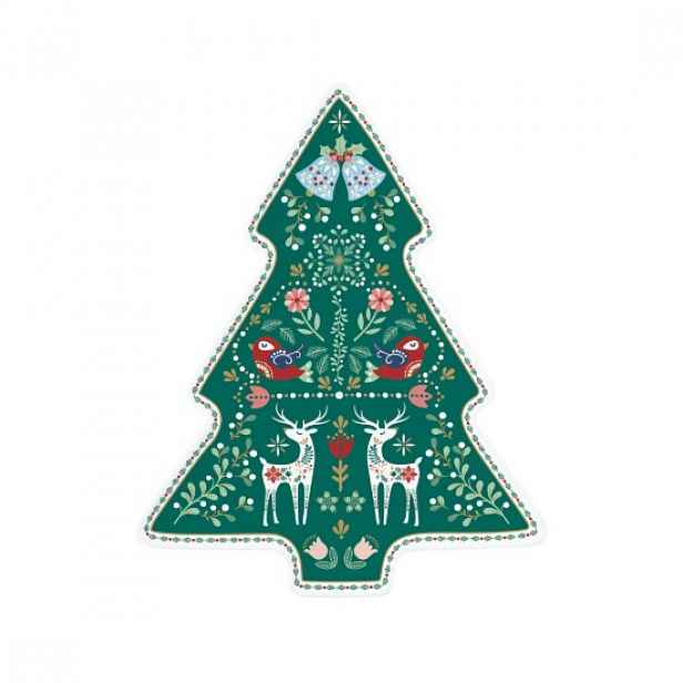 Talíř ve tvaru vánočního stromečku, porcelán, 25,5 x 20,5 cm, "Christm