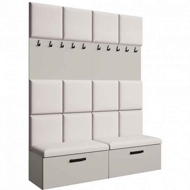 Beautysofa PŘEDSÍŇOVÁ sestava Margaret I+I 162/203/43 s čalouněnými panely a botníkem, kašmírová
