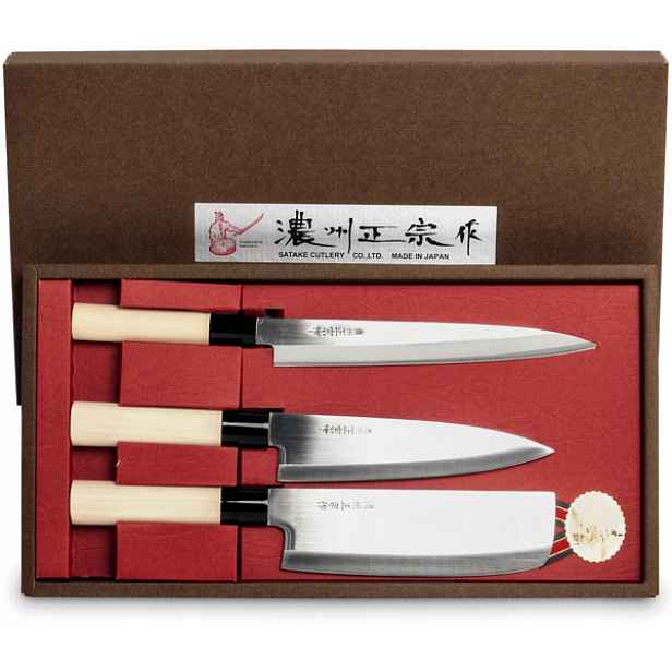 Japonské nože – Sada 3 japonských nožů Sashimi +Santoku Nakiri