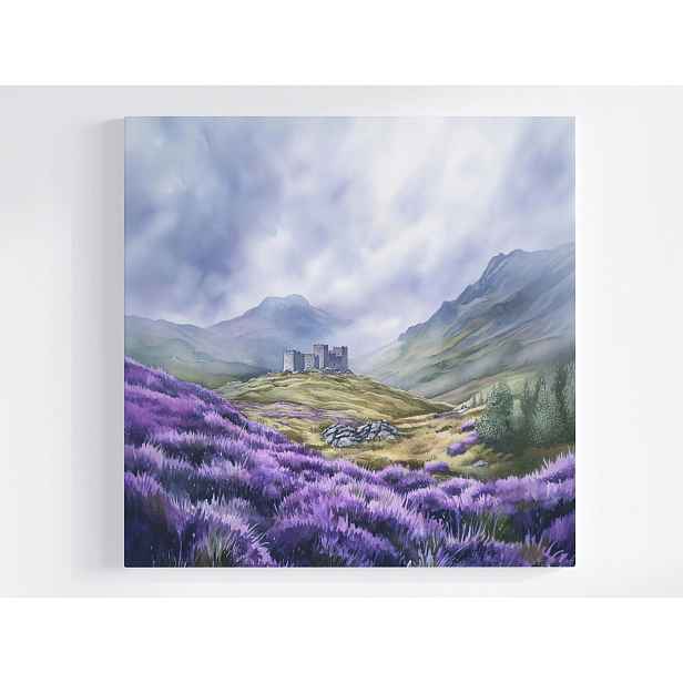 Obraz Na Plátně Canvas Krajina Skotsko Highland Hory Zámek Vřesy 50x50