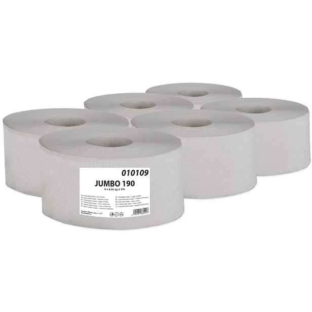 PrimaSoft Toaletní papír JUMBO 190 B, 1-vr., rec., šedá (bal.6ks)  010109