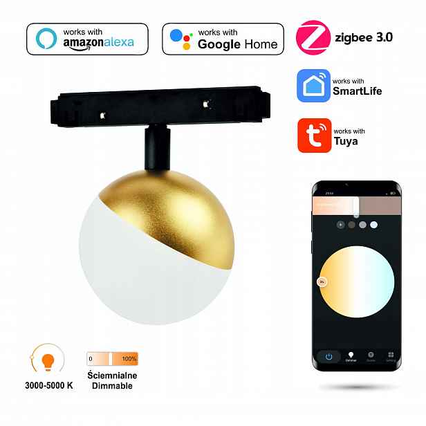 Spot Led WiFi reflektor Zigbee Kula 10W pro kolejnice Ma