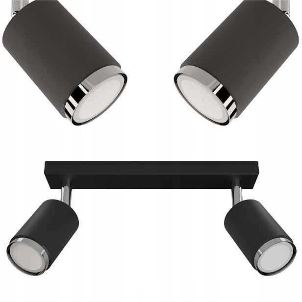 Závěsná kovová lampa Stropní Svítidlo Cerlux Idun Černá Stříbrná 2x 40W 2x GU10