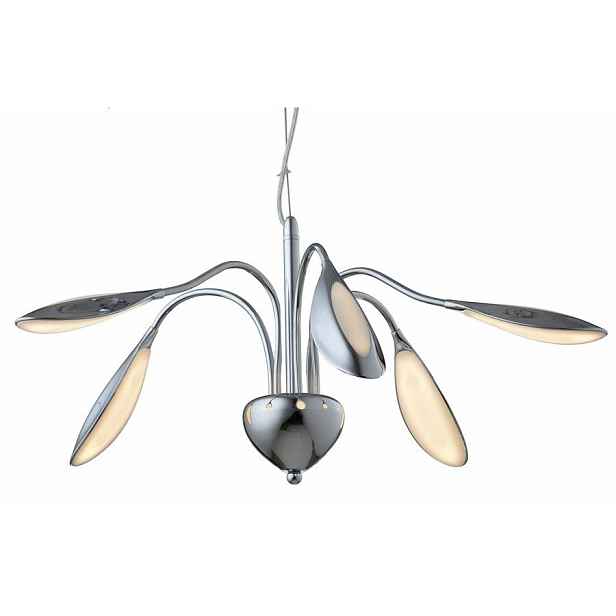 Závěsná Led lustrová lampa moderní chrom 5 bodů do obývacího pokoje 3000K Reality