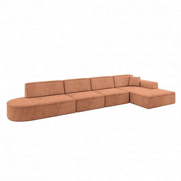 ALTDECOR ROHOVÁ SEDACÍ SOUPRAVA s otomanem vpravo IREA-L3-v3 – 413 x 171 x 79 cm, korálová