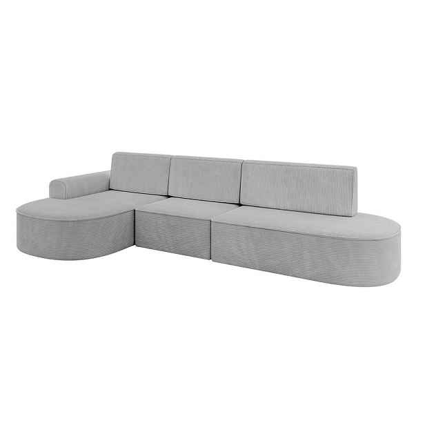 ALTDECOR ROHOVÁ SEDAČKA s funkcí spaní a otomanem, levá MARI-L2-S 368x167x85 Šedá Manšestr