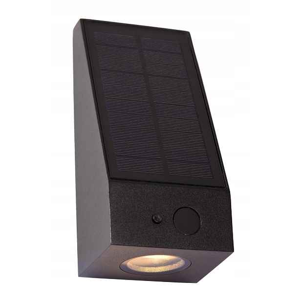 Lucide Irwin solární venkovní nástěnné svítidlo černé Led 2W Pir IP65