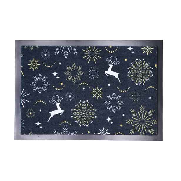 Rohožka vánoční Sněhové vločky se soby, 40x60, vícebarevná, Mercury Flooring