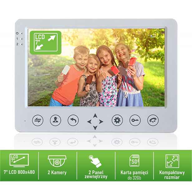 Videodomofon pro bránu VID-7W-SD Kabelový bílý s funkcí záznamu