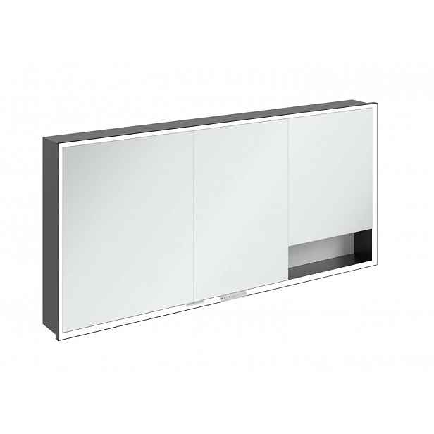 Villeroy & Boch My View+ - Zrcadlová skříňka s LED osvětlením 160x75x17 cm, 3 dvířka, Pure White/matná černá B48216VF