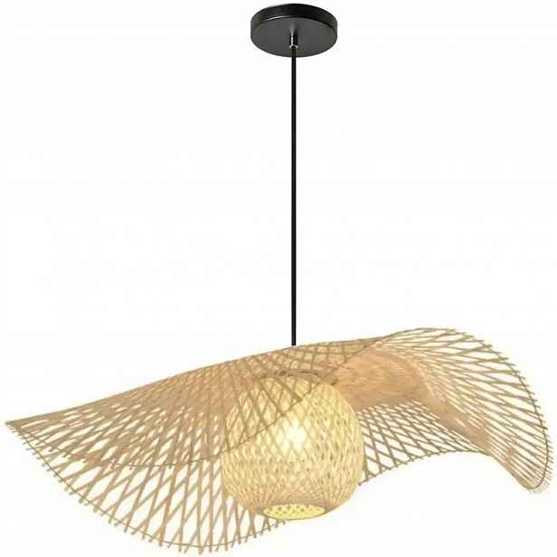 Závěsné stropní svítidlo bambusové přírodní boho E27 dřevěné do obývacího pokoje