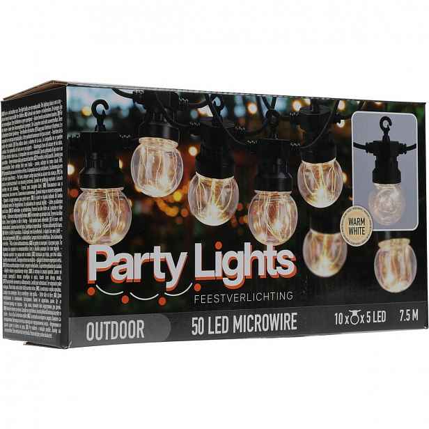 Venkovní party LED řetěz Bulbs, 10 žárovek