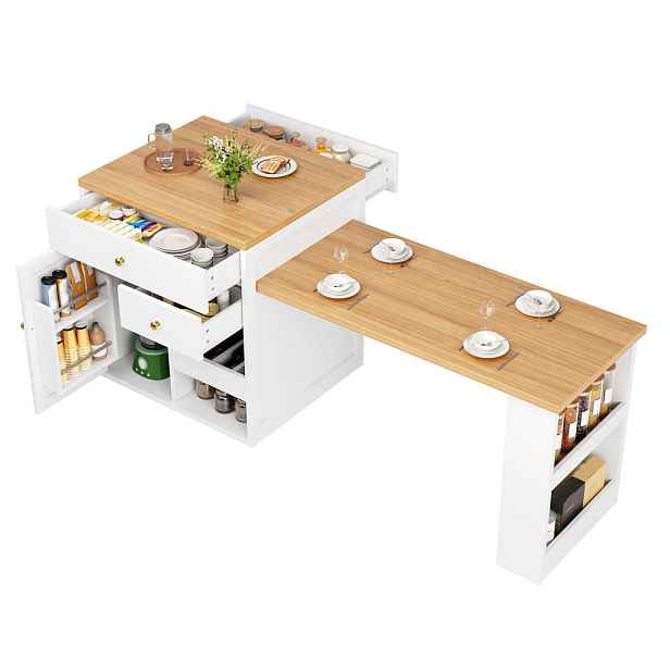 EVRYAE BAROVÝ STŮL s výsuvnou stolovou deskou a úložným prostorem 122,5-195,5 cm