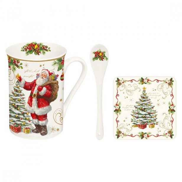 Hrnek se lžičkou na cukr a držákem na hrnek, porcelán, 250 ml, "Magic