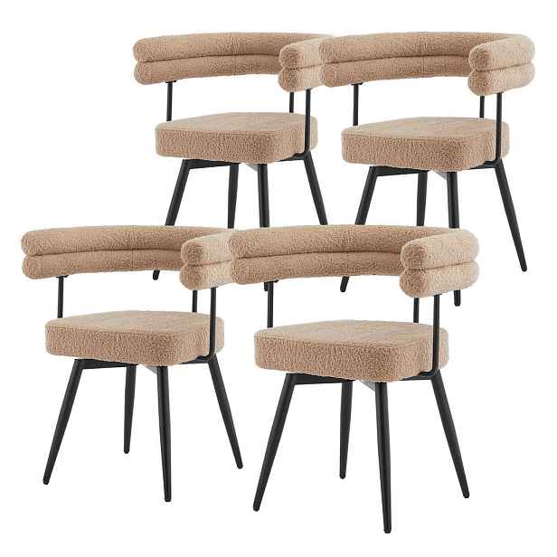 ML-DESIGN OTOČNÉ jídelní židle, sada 4 ks, hnědá, látka Teddy