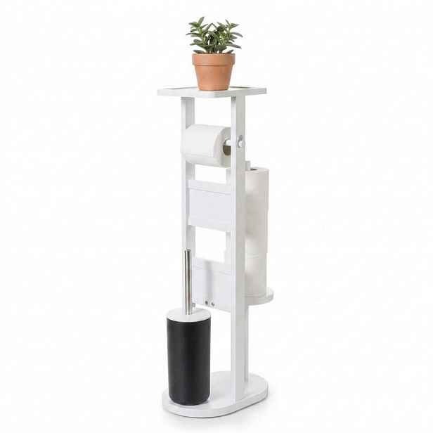 Relaxdays WC-SOUPRAVA bílá bambus s poličkou 80 cm