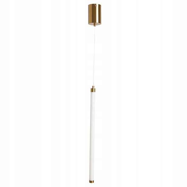 Závěsná minimalistická Led lampa zlatá podlouhlá bílá tuba 50 cm Abigali