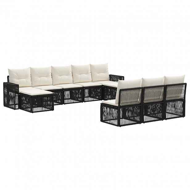 vidaXL Sada zahradních pohovek 10 ks Černá a krémově bílá polyratan