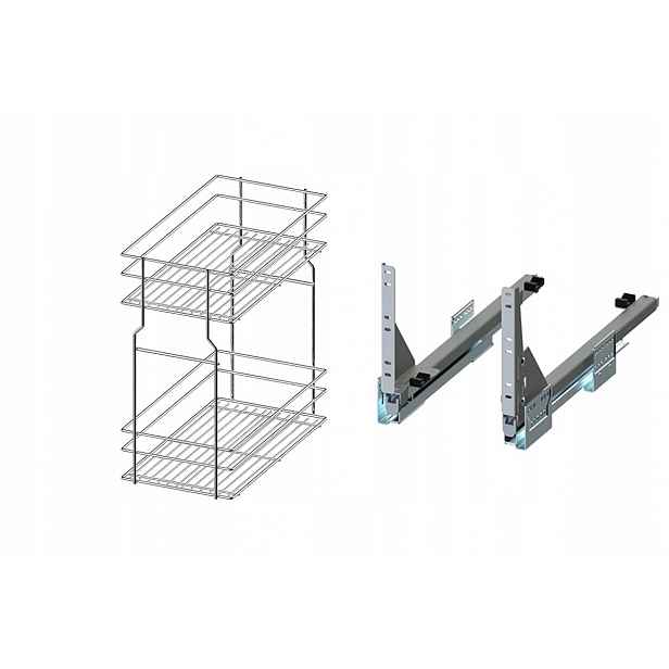 Cargo pro spodní skříňku 30 cm 300 Efekt Chrom 2p push tip-on Rejs plný výsuv