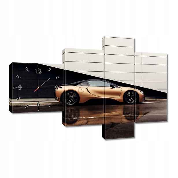 Nástěnné hodiny 100x70 Zlaté Bmw Auto