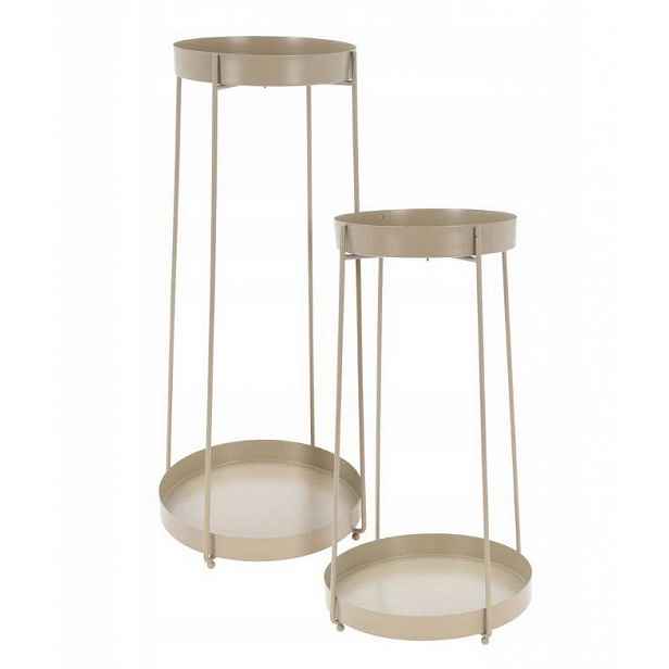 Držák Na Květináč kovový stojící set na 4 květináče béžový 27x58 cm
