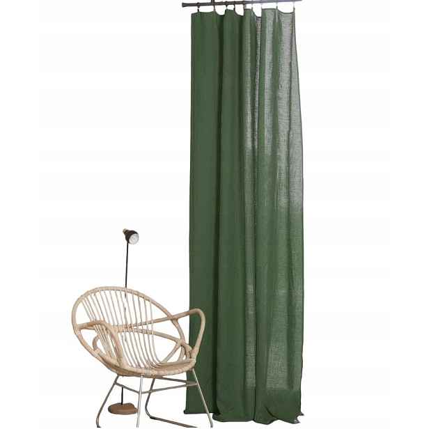 Febronie Závěs z vypraného lnu 160 g/m 150 x 300 cm zelená 1 ks 100% len