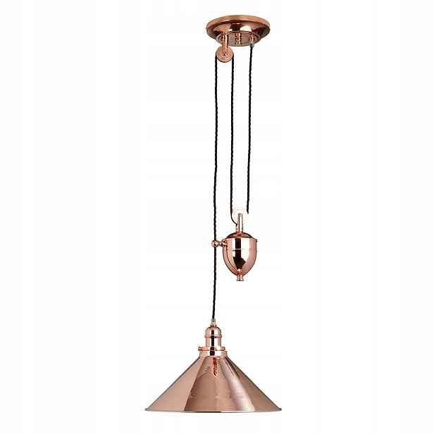 Industriální vintage měděná závěsná lampa Elstead s nastavitelnou výškou